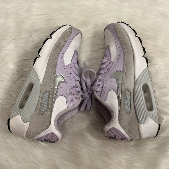 Nike Air Max 90s Style LTR Shoes Lavender White Leather Sneakers Shoes Size 4.5Y - Picture 7 of 9